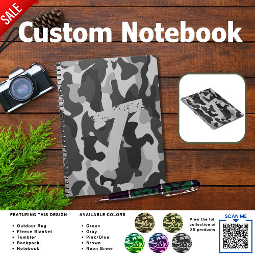 Camping Journal | ADD INITIAL Camouflage Kids Teen