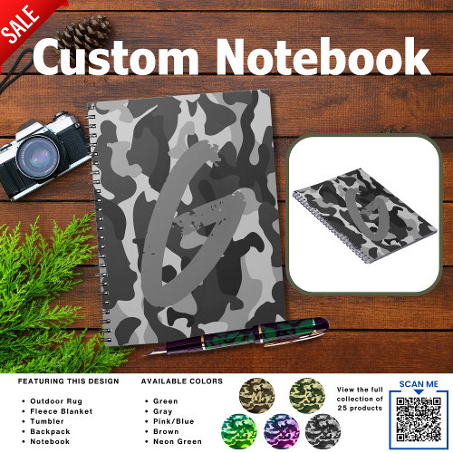 Camping Journal | ADD INITIAL Camouflage Kids Teen