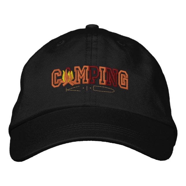 Camping Kid Embroidered Baseball Hat (Front)