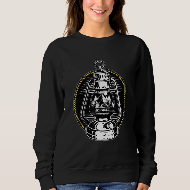 Camping Lamp I Nature Travel Caravan Motorhome Oil Sweatshirt (Front)