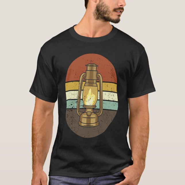 Camping Lantern 60s 70s Style Camping Lover Retro  T-Shirt (Front)