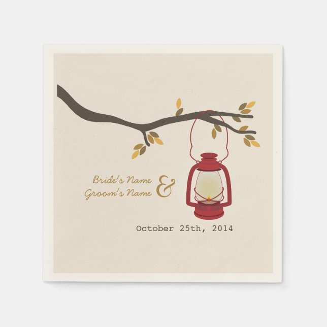 Camping Lantern Fall Wedding Napkins (Front)