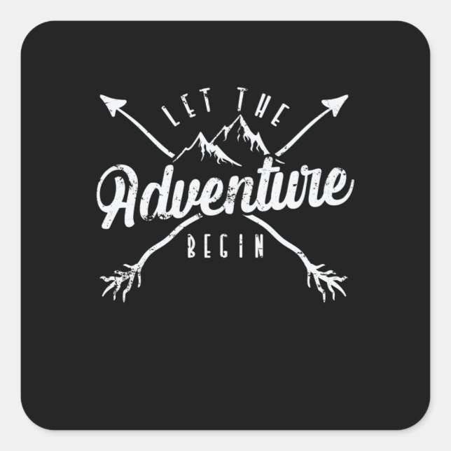 Camping "Let The Adventure Begin" Square Sticker (Front)