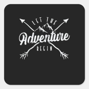 Camping "Let The Adventure Begin" Square Sticker