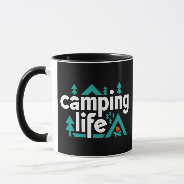 Camping Life, Adventures Await mugs  (Left)