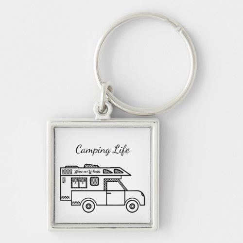 Camping life caravan trailer home on wheels  keychain