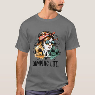 Camping Life Girl with Nature Reflection T-Shirt