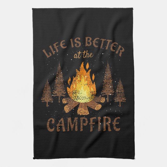 Camping - Life Is Better By The Campfire Kitchen Towel (Vertical)