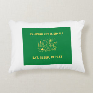 Camping Life is Simple, Eat, Sleep, Repeat Accent Pillow