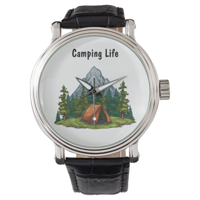 Camping Life Mountain Forest Adventure Style Watch (Front)