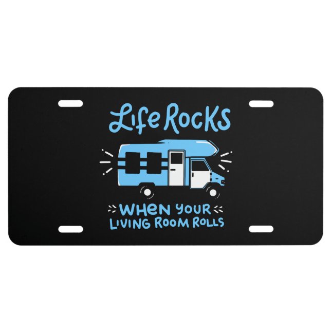 Camping - Life Rocks License Plate (Front)