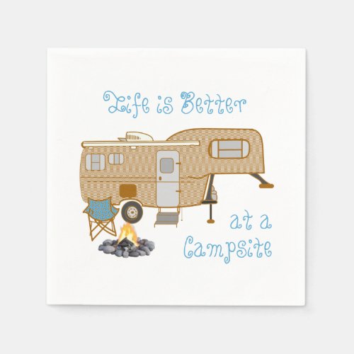 Camping Life Saying 5th Wheel RV Camper Napkins