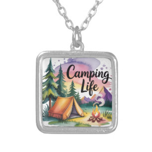 Camping Life Silver Plated Necklace
