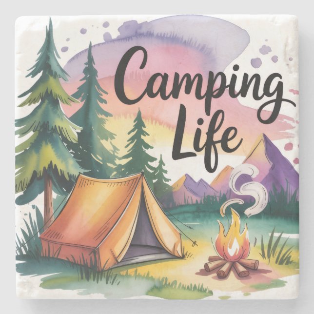 Camping Life Stone Coaster (Front)
