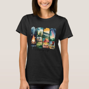 Camping Life Tent Fire Trailer Chair Night Sky Wil T-Shirt