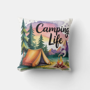 Camping Life Throw Pillow