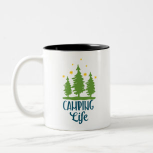 Camping Life Typography Two-Tone Coffee Mug