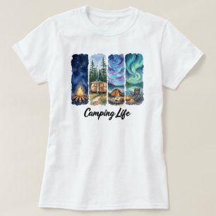 Camping Life Watercolor Adventure with Tent trees T-Shirt