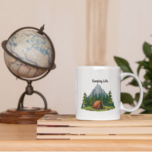 Camping Life, with a tent in the woods backpacking Coffee Mug