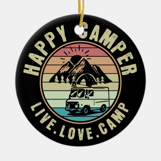 Camping- Live. Love. Camp Outdoors Ceramic Ornament (Front)