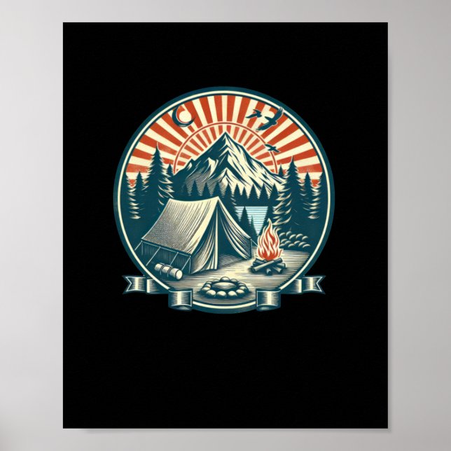 Camping Logo Very Cool Sticker  Poster (Front)
