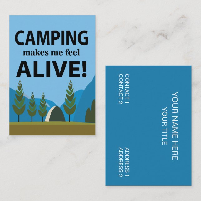 Camping Makes Me Feel Alive Camping Business Card (Front/Back)