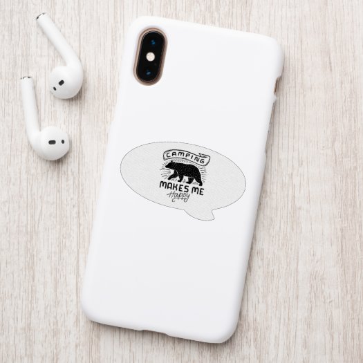 Camping Makes Me Happy Black White Phone Case