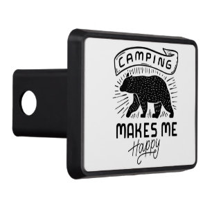 Camping makes me happy hitch cover