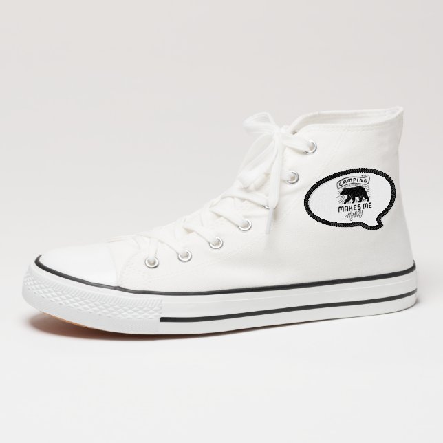 Camping Makes Me Happy Trendy Black White Shoes Patch (On Shoe Ankle)