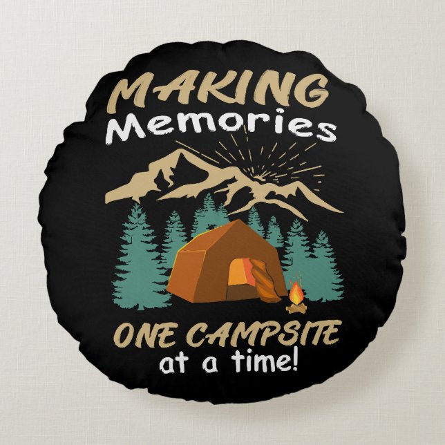 CAMPING Making Memories Round Pillow (Front)