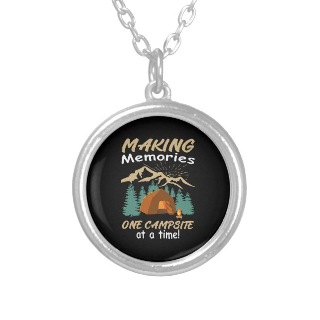 CAMPING Making Memories Silver Plated Necklace (Front)