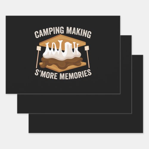 Camping making Smores Memories Funny Oudoors Gift Wrapping Paper Sheets