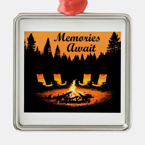 Camping Memories Await Metal Ornament