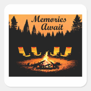 Camping Memories Await Square Sticker