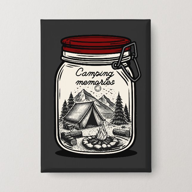 Camping memories Jar Button (Front)