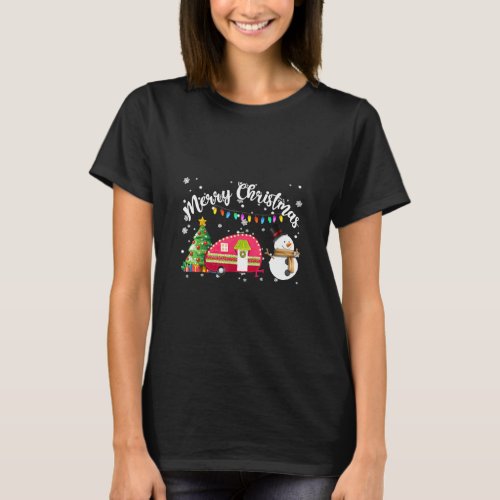 Camping Merry Christmas Funny Camper Xmas Tree Sno T_Shirt