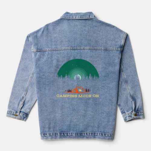 Camping Mode On Wildlife Nature  Outdoor Trees Cam Denim Jacket
