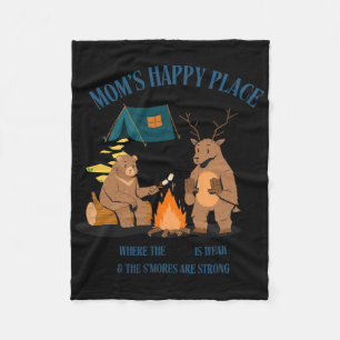 Camping Mom Mom's Happy Place Fleece Blanket