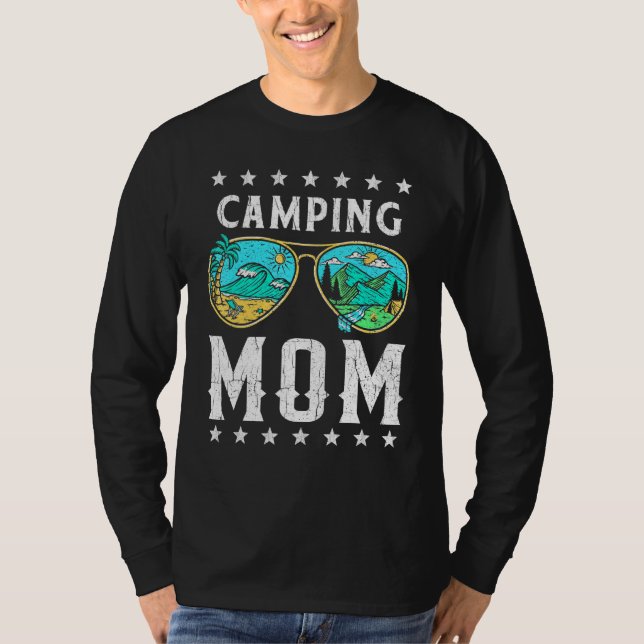 Camping Mom Retro Outdoor Graphic Tee Happy Camper (Front)