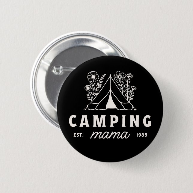 Camping mom summer camp camper mother whimsical button (Front & Back)