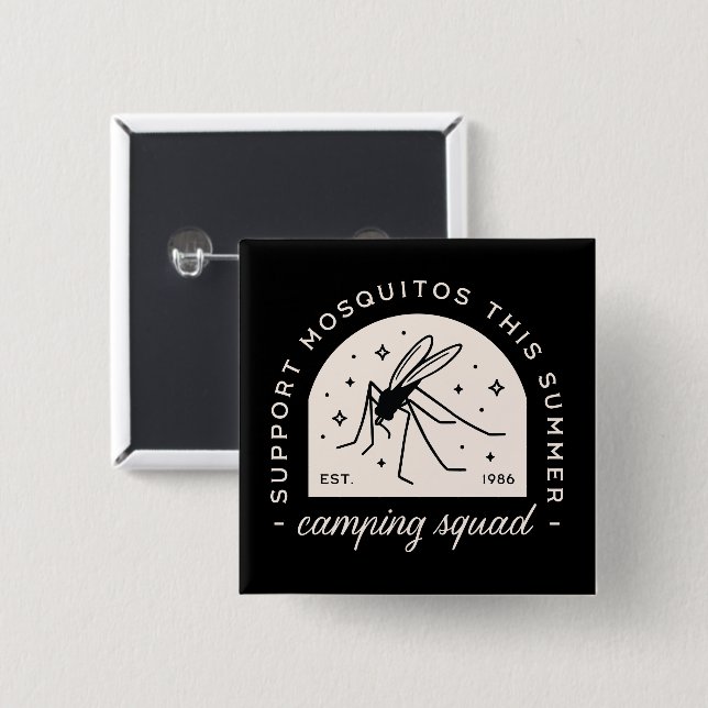 Camping mosquito funny camp squad friends matching button (Front & Back)