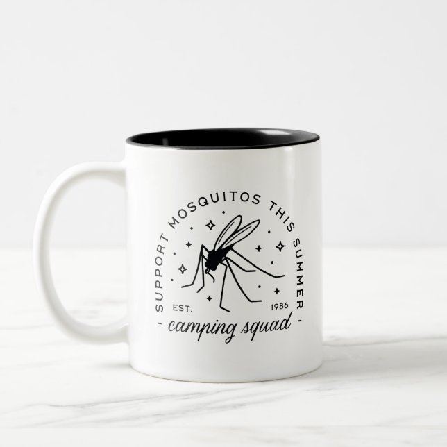 Camping mosquito funny summer sarcastic quotes Two-Tone coffee mug (Left)