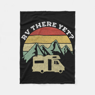 Camping Motorhome Campervan Retro Vintage Rv There Fleece Blanket