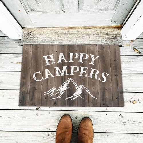 Camping Mountain Adventure Rustic Happy Campers Doormat