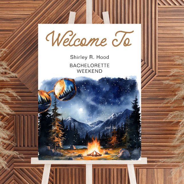 Camping Mountain Bachelorette Party Welcome Banner Foam Board (Creator Uploaded)