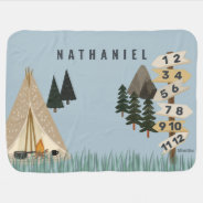 Camping Mountain Boy Monthly Milestone Baby Blanket at Zazzle