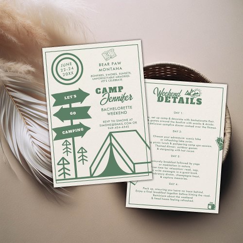 Camping Mountain Forest Bachelorette Weekend Trip Invitation