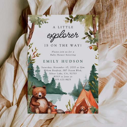 Camping Mountain Rustic Baby Shower Invitation