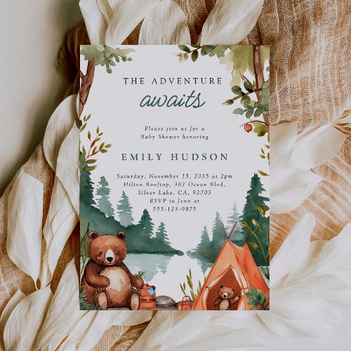 Camping Mountain Rustic Baby Shower Invitation
