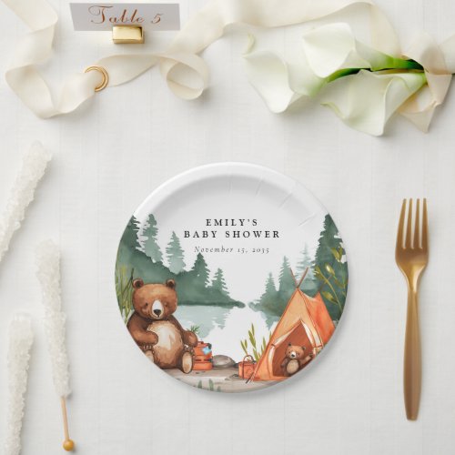 Camping Mountain Rustic Baby Shower Paper Plates